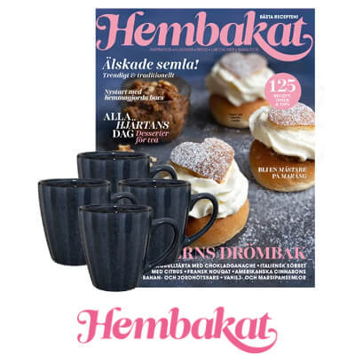 Hembakat + 4 blåa muggar från Miljögården